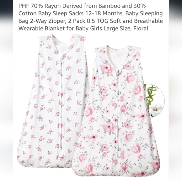 PHF Sleep Sacks 12-18m Floral Design - Picture 2 of 3